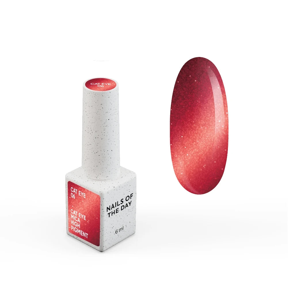 NAILSOFTHEDAY Gel Polish Cat Eye 06 – Roter Cat-Eye Gel-Lack mit feiner Folie und leicht reflektierendem Effekt, hohe Deckkraft in einer Schicht, 6 ml