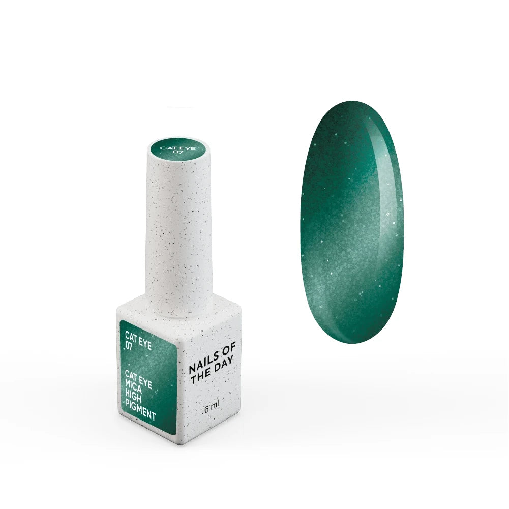 NAILSOFTHEDAY Gel Polish Cat Eye 07 – Grüner Cat-Eye Gel-Lack mit feiner Folie und leicht reflektierendem Effekt, intensive Farbe, 6 ml