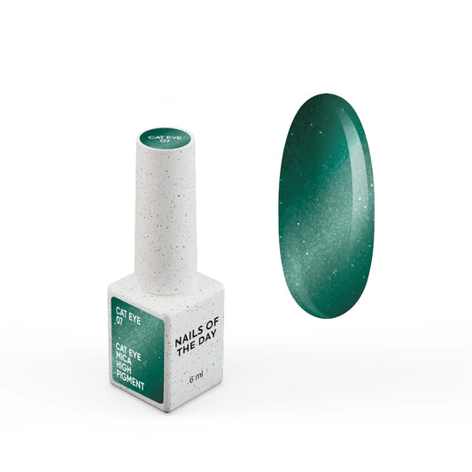 NAILSOFTHEDAY Gel Polish Cat Eye 07 – Grüner Cat-Eye Gel-Lack mit feiner Folie und leicht reflektierendem Effekt, intensive Farbe, 6 ml
