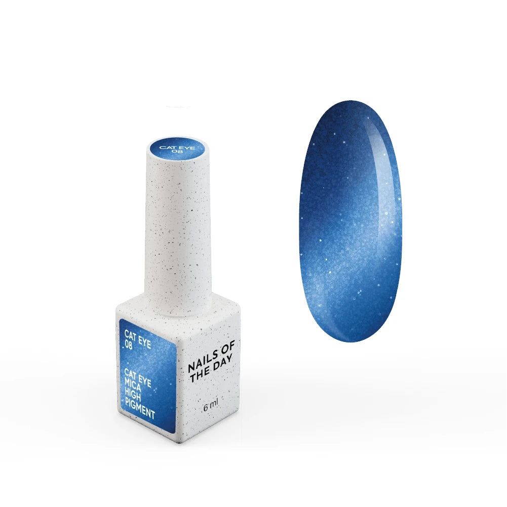 NAILSOFTHEDAY Gel Polish Cat Eye 08 – Blauer Cat-Eye Gel-Lack mit feiner Folie und leicht reflektierendem Effekt, hohe Deckkraft, 6 ml