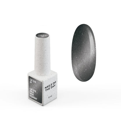 NAILSOFTHEDAY Gel Polish Cat Eye 09 – Schwarzer Cat-Eye Gel-Lack mit feiner Folie und leicht reflektierendem Effekt, intensive Tiefe, 6 ml