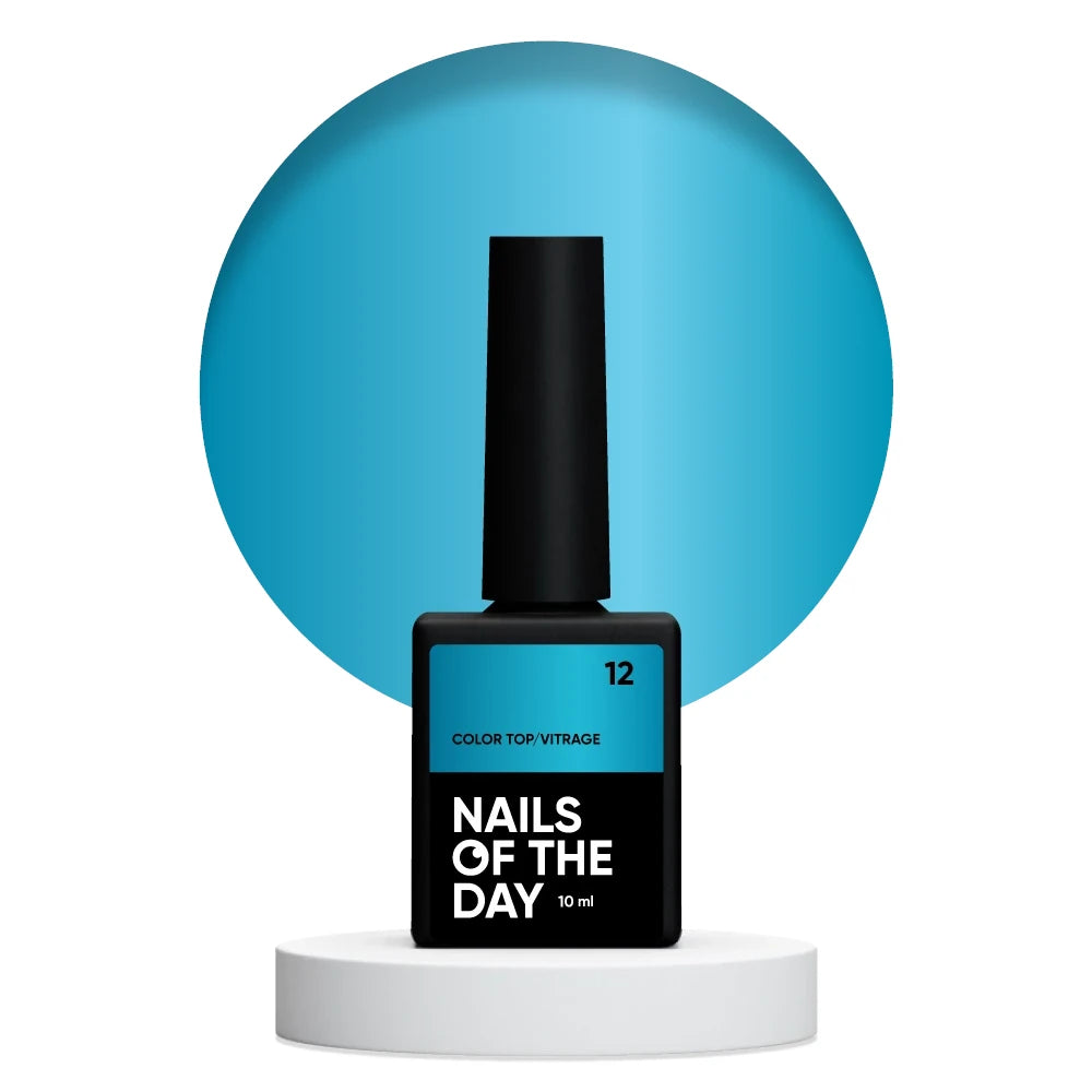 NAILSOFTHEDAY Color Top/Vitrage 12 – halbtransparenter intensiver blauer Vitrage-Topcoat, 10ml