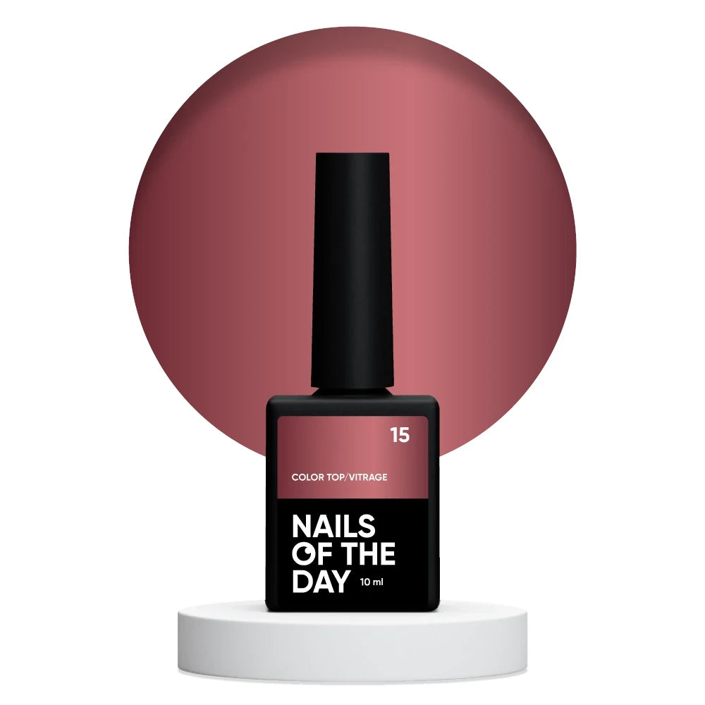 NAILSOFTHEDAY Color Top/Vitrage 15 – halbtransparenter brauner Vitrage-Topcoat, 10ml