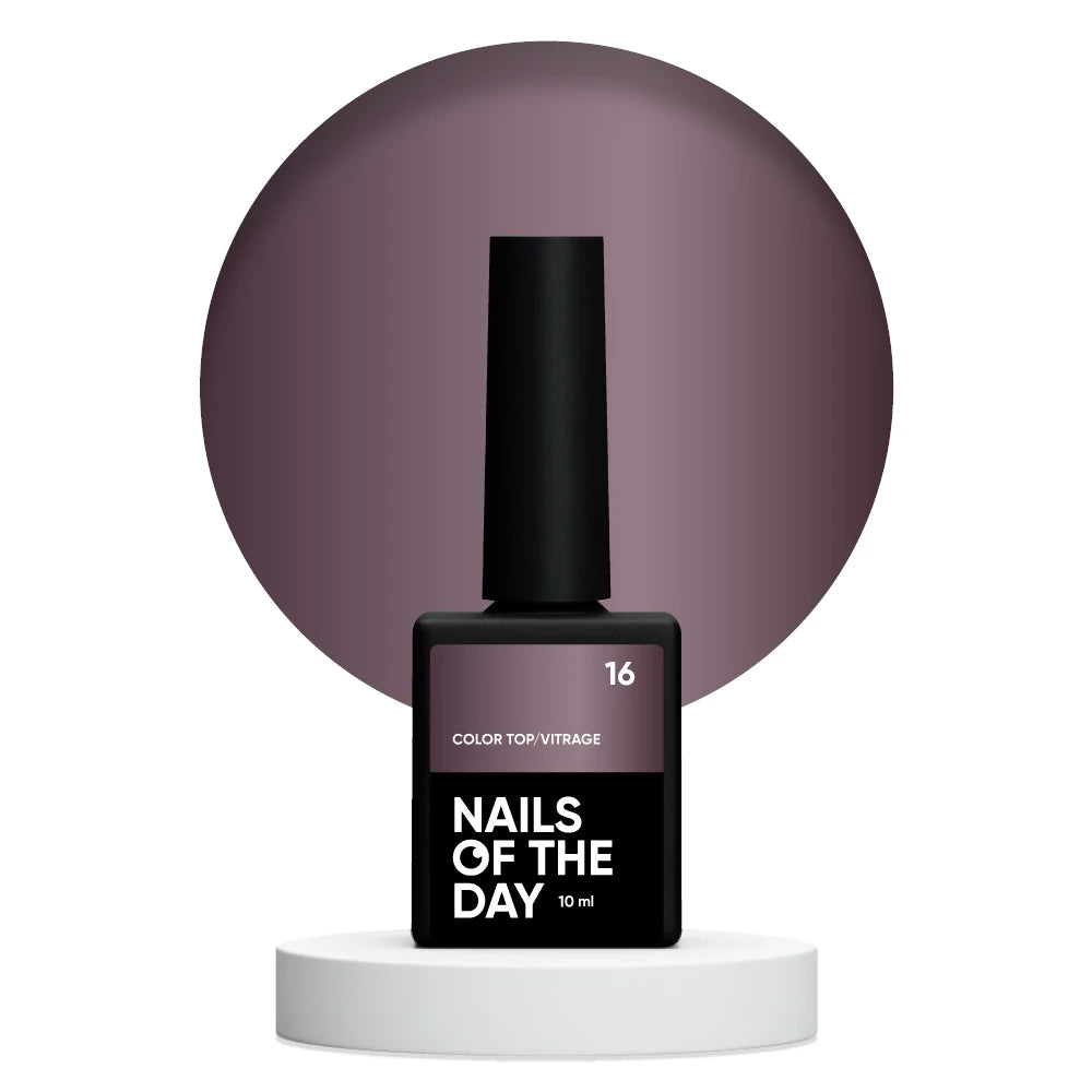 NAILSOFTHEDAY Color Top/Vitrage 16 – halbtransparenter staubiger Pflaumen-Vitrage-Topcoat, 10ml