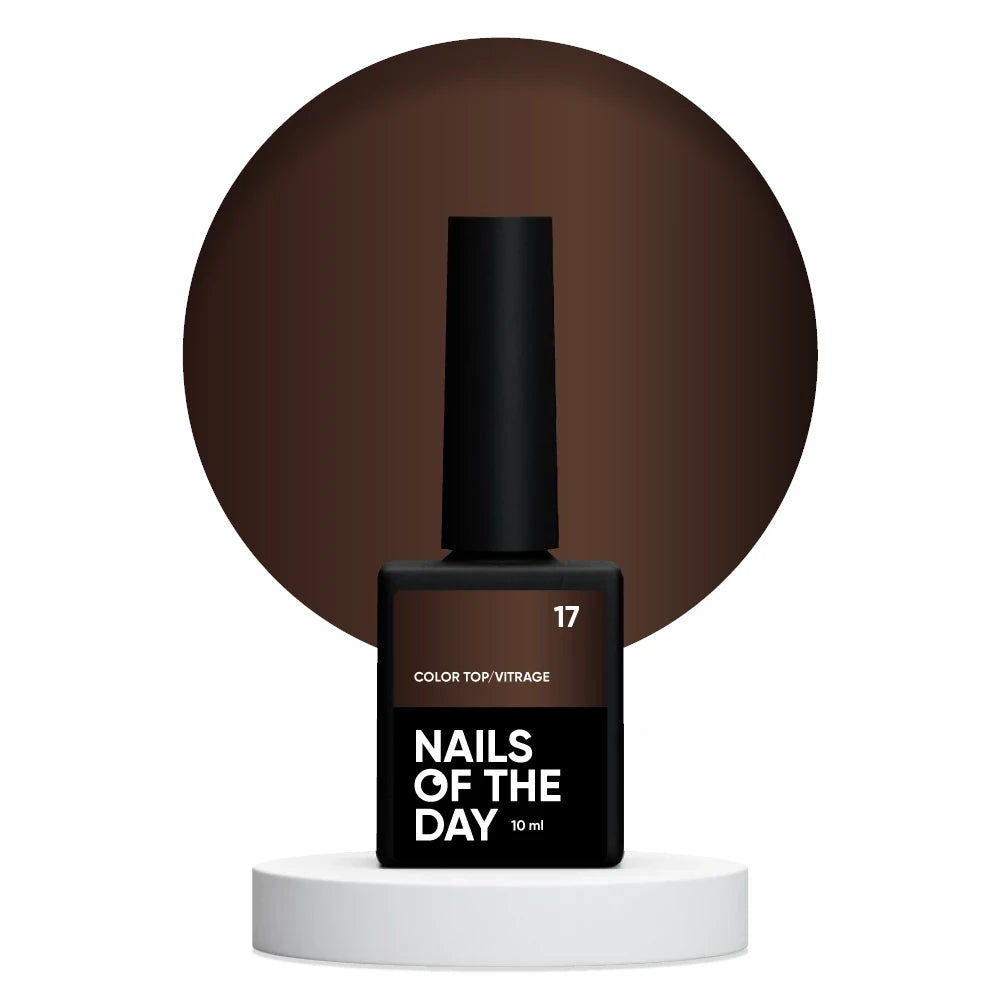 NAILSOFTHEDAY Color Top/Vitrage 17 – halbtransparenter dunkler Schokoladen-Vitrage-Topcoat, 10ml