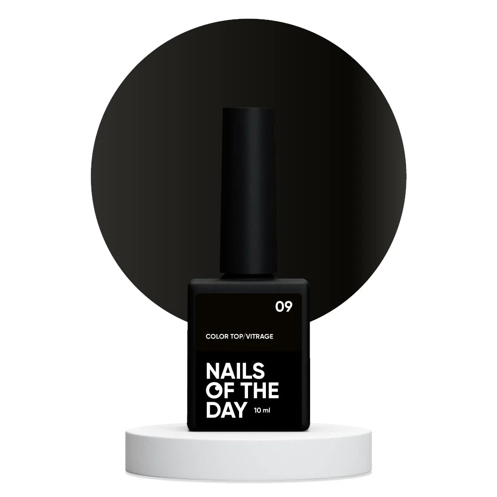 NAILSOFTHEDAY Color Top Vitrage 09 – halbtransparenter schwarzer Vitrage-Topcoat ohne Dispersionsschicht für Nägel, 10ml