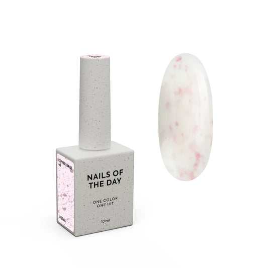 NAILSOFTHEDAY Cover Base 40 Potal – milchige Base mit rosa Blattgold, 10 ml