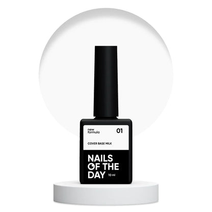 Nailsoftheday Cover base NEW Formula milk 01 - полупрозрачное холодно-молочное камуфлирующее базовое покрытие для ногтей, 10 мл