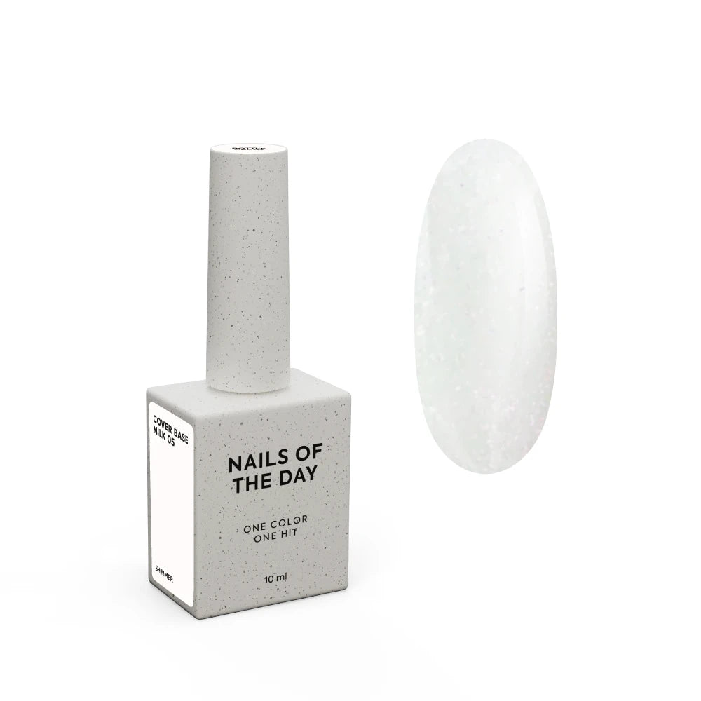 NAILSOFTHEDAY Cover Base Milk 05 Shimmer – Milchiger Base Coat mit rosafarbenem Schimmer, 10 ml