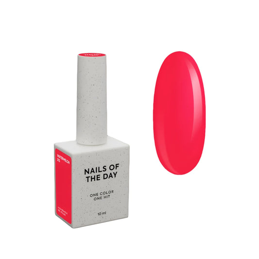 NAILSOFTHEDAY Gel Polish Watermelon‑215 – UV-GEL-LACK in intensivem Neon-Korallrot, deckend in 1 Schicht, LED/UV, 10 ml