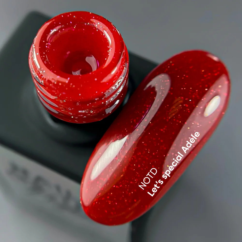 NAILSOFTHEDAY Let's special Adele - Rot mit Schimmer Gellack für Nägel, der in einer Schicht deckt, 10ml