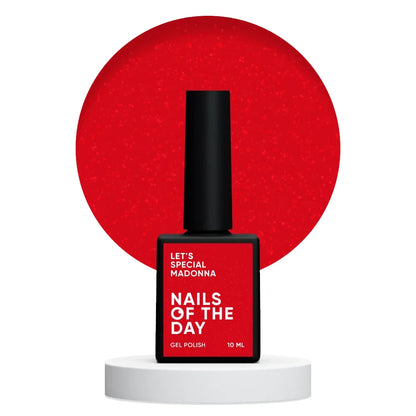NAILSOFTHEDAY Let's special Madonna - roter Glitter Gellack für Nägel, der in einer Schicht deckt, 10ml
