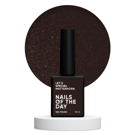 NAILSOFTHEDAY Let’s Special Matterhorn — шоколадно-коричневый гель-лак с золотой поталью для ногтей, 10мл