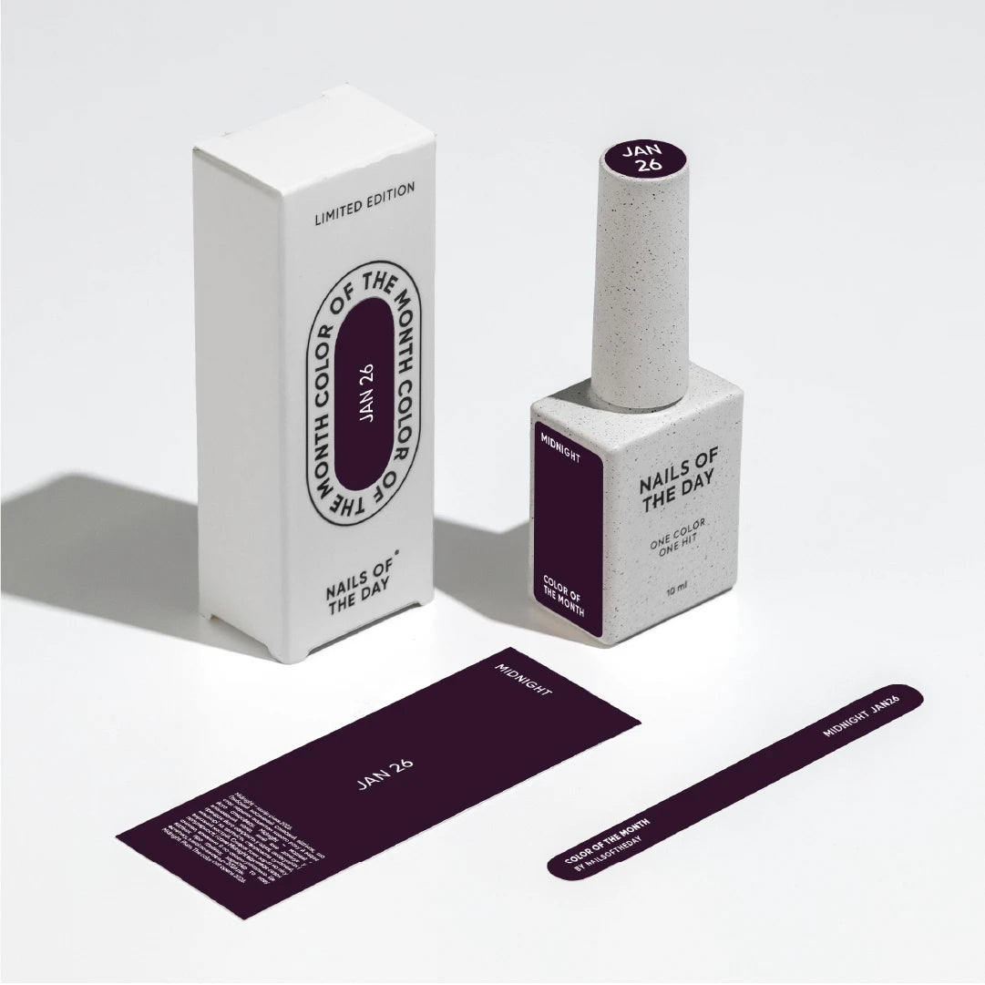 NAILSOFTHEDAY Color of the Month January 2026 Midnight – Satter Pflaumen-Gel-Lack, Trendfarbe des Monats, limitierte Edition, 10 ml