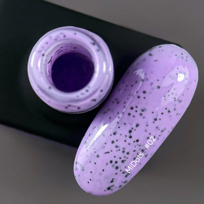 NAILSOFTHEDAY MiDots Gel Polish 02 — сиреневый гель-лак с чёрными точками для стильного маникюра, 10 мл
