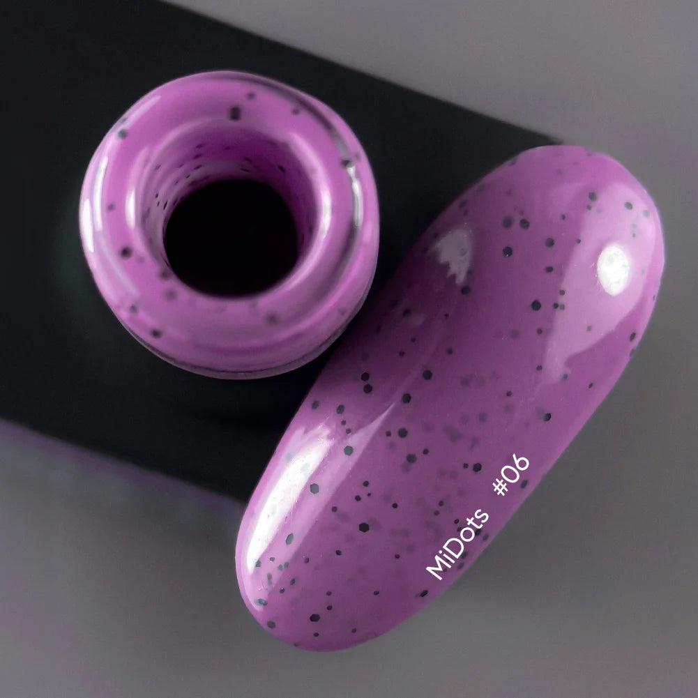 NAILSOFTHEDAY MiDots Gel Polish 06 — фиолетовый гель-лак с чёрными точками для стильного маникюра, 10 мл