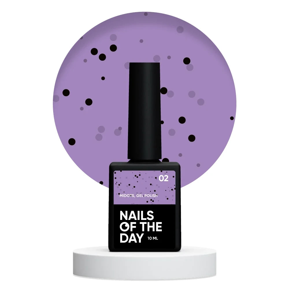 NAILSOFTHEDAY MiDots Gel Polish 02 – flieder Gel-Lack mit schwarzen Punkten für kreative Maniküre, 10 ml