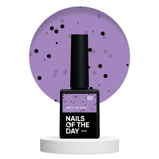 NAILSOFTHEDAY MiDots Gel Polish 02 – flieder Gel-Lack mit schwarzen Punkten für kreative Maniküre, 10 ml