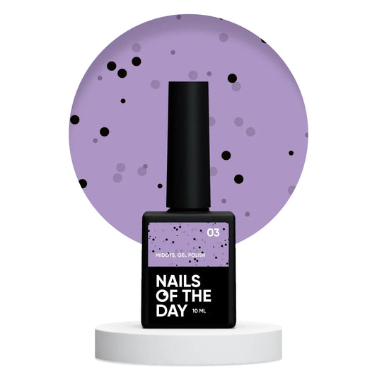 NAILSOFTHEDAY MiDots Gel Polish 03 – lila Gel-Lack mit schwarzen Punkten für kreative Maniküre, 10 ml