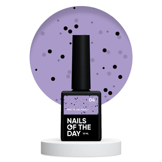NAILSOFTHEDAY MiDots Gel Polish 04 – hell-lila Gel-Lack mit schwarzen Punkten, 10 ml