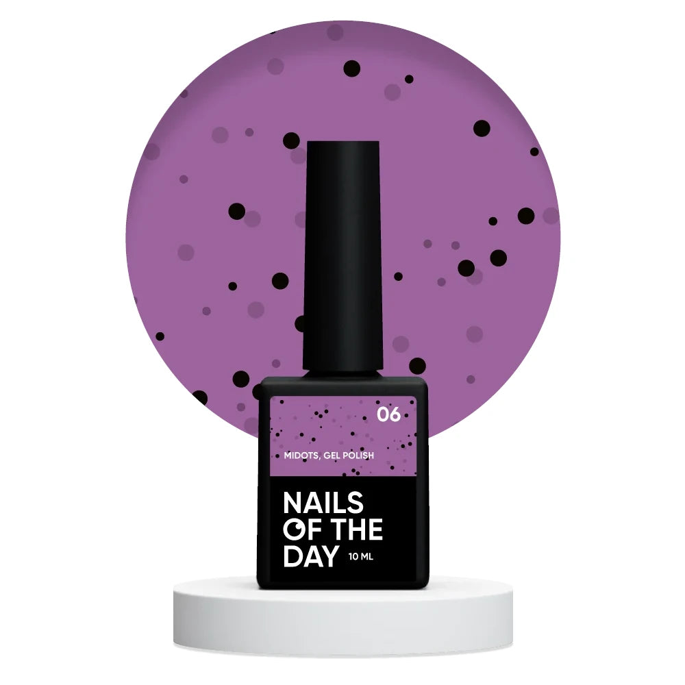 NAILSOFTHEDAY MiDots Gel Polish 06 – Violett Gel-Lack mit schwarzen Punkten für kreative Maniküre, 10 ml