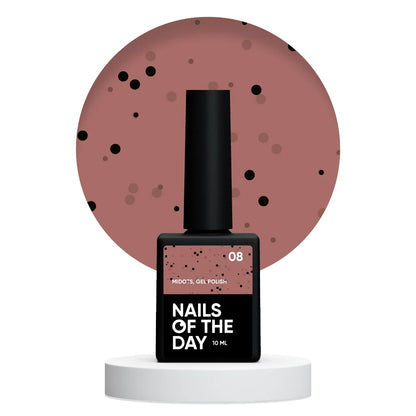 NAILSOFTHEDAY MiDots Gel Polish 08 – ziegelroter Gel-Lack mit schwarzen Punkten, 10 ml