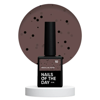 NAILSOFTHEDAY MiDots Gel Polish 10 – hellbrauner Gel-Lack mit schwarzen Punkten, 10 ml