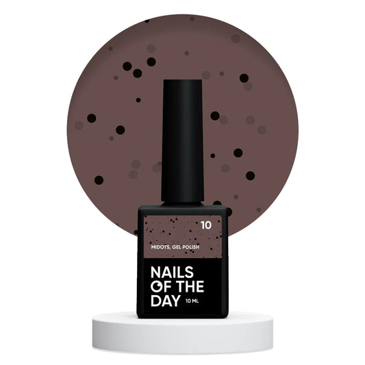 NAILSOFTHEDAY MiDots Gel Polish 10 – hellbrauner Gel-Lack mit schwarzen Punkten, 10 ml