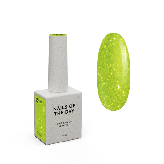 NAILSOFTHEDAY Gel polish Paradise 06 — Gellack Neon-Gelb mit Glitter, 10 ml | Ohne TPO