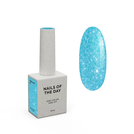 NAILSOFTHEDAY Gel polish Paradise 07 — Gellack Türkis Neon mit Glitter, 10 ml | Ohne TPO