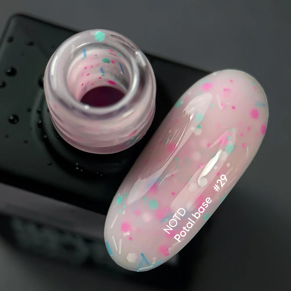 NAILSOFTHEDAY Potal Base 29 - молочно-розовая база с неоновыми блестками, 10мл