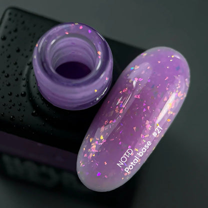 NAILSOFTHEDAY Potal Base 21 - фиалковая/сиреневая база с голографик стильной поталью, 10мл