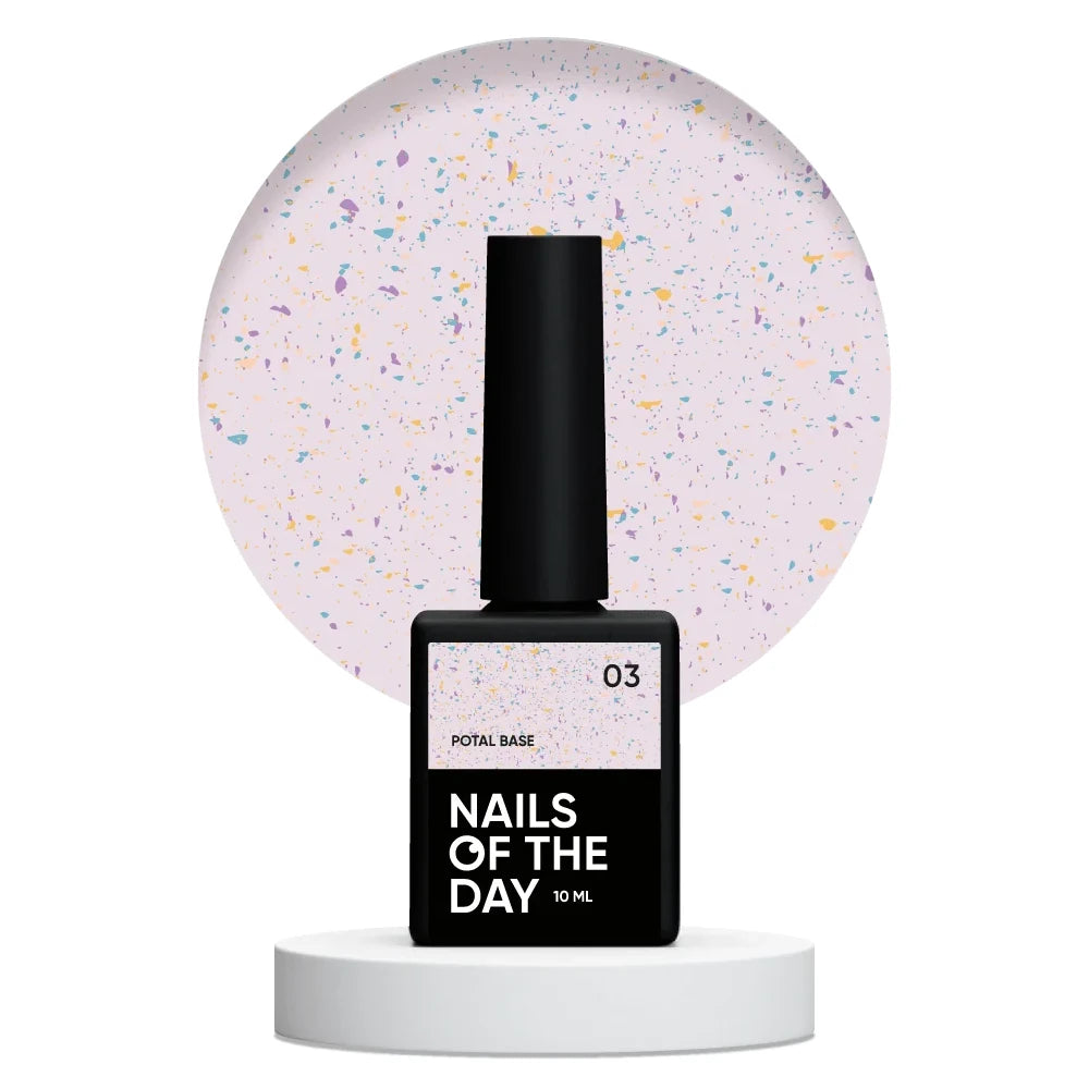 NAILSOFTHEDAY Potal-Base 03 – milchig-violette Basis mit Potal (goldviolettes und grünes Potal), 10ml