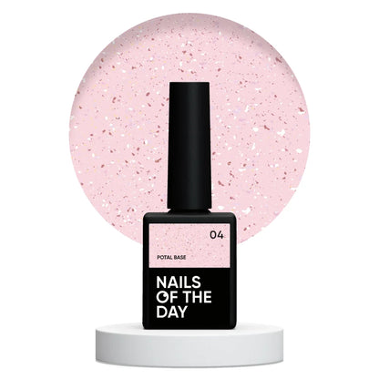 NAILSOFTHEDAY Potal Base 04 - розовая база с поталью (золотисто-розовая поталь), 10мл
