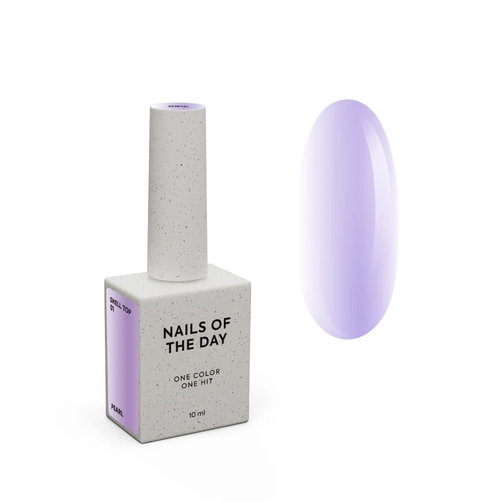 NAILSOFTHENIGHT Shell Top 01 – Perlmutt-Top mit lila Einreibe-Effekt ohne Schwitzschicht, 10ml