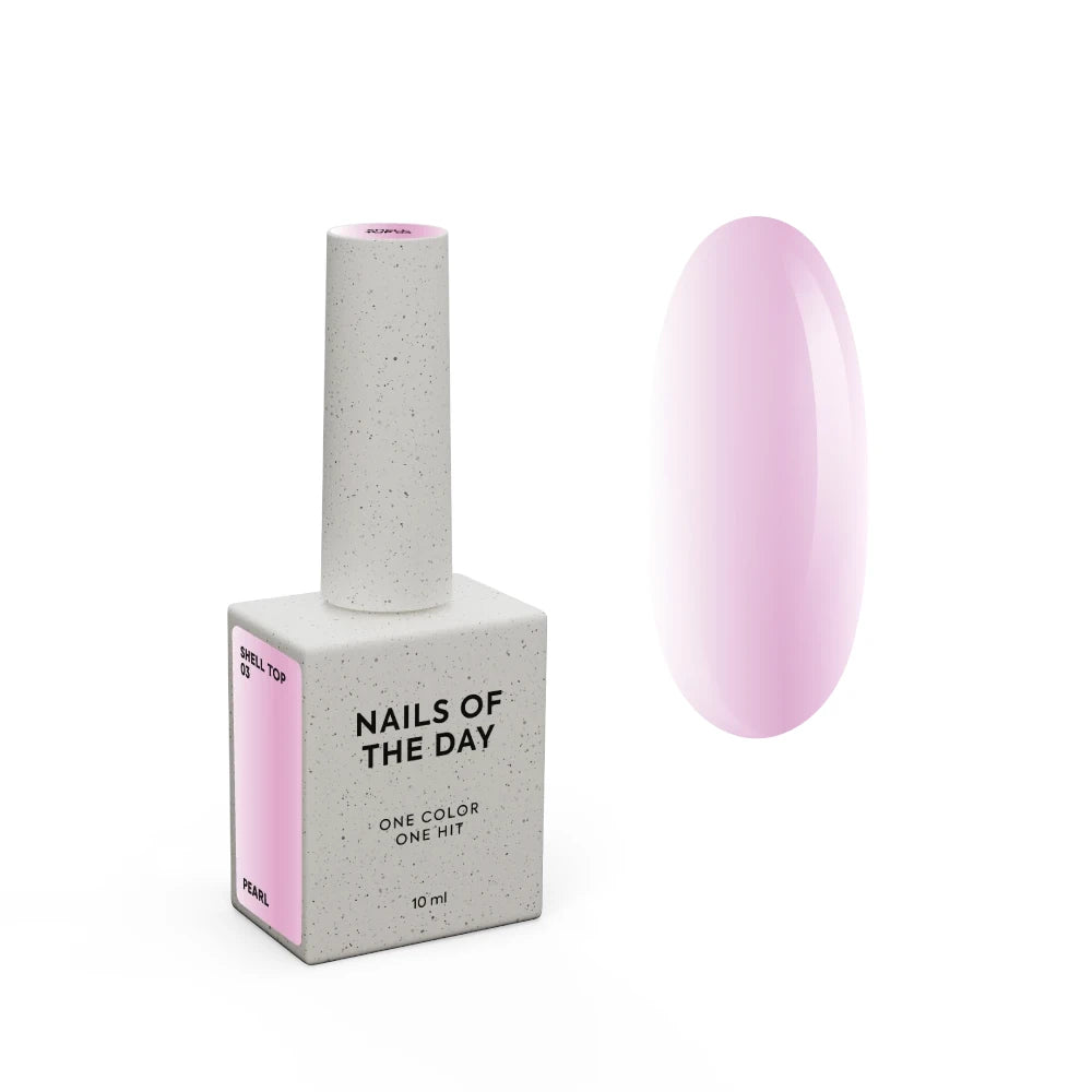 NAILSOFTHENIGHT Shell Top 03 – Perlmutt-Top mit rosa Einreibe-Effekt ohne Schwitzschicht, 10ml
