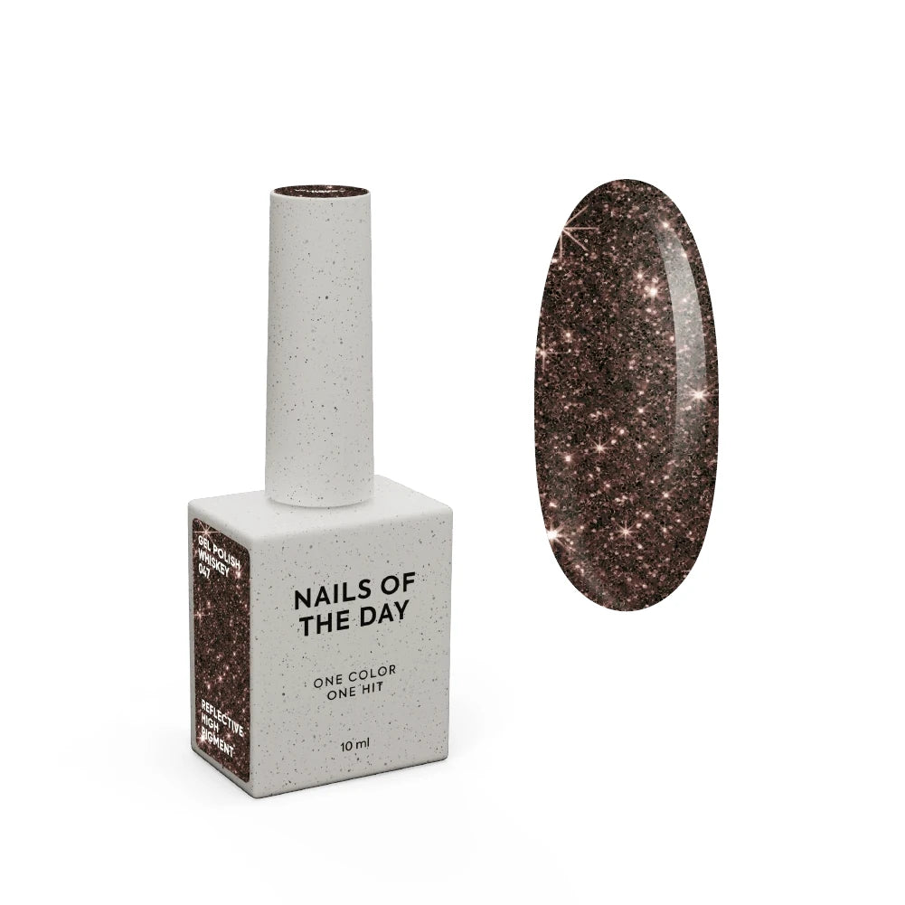 NAILSOFTHEDAY Gel Polish Whiskey 10 ml – Braun Reflectierender Gellack für Nägel