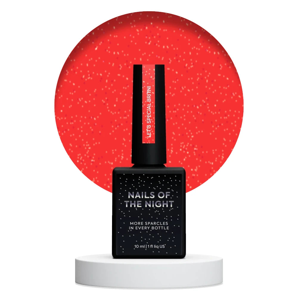 NAILSOFTHENIGHT Gel Polish Let’s special Britni — Gellack in leuchtendem Rot mit reflektierendem Schimmer, 10ml, Ohne TPO