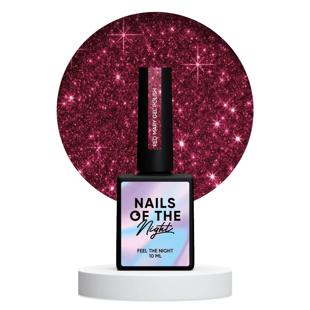 NAILSOFTHENIGHT Red Mary gel polish - roter reflektierender Gellack für Nägel, 10ml