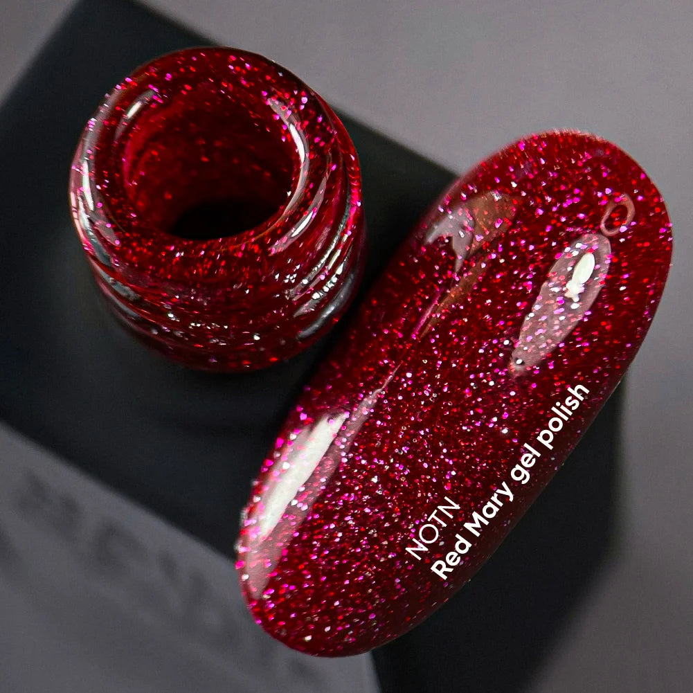 NAILSOFTHENIGHT Red Mary gel polish - красный светоотражающий гель-лак для ногтей, 10мл