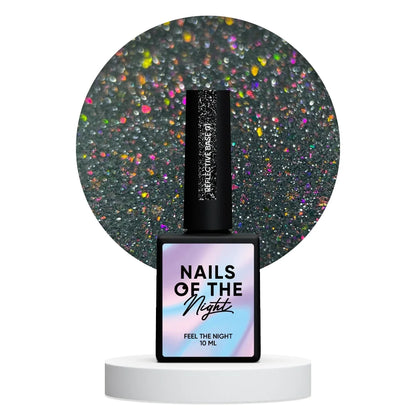 NAILSOFTHENIGHT Reflective base 01 - Camouflage Reflektierende Base mit Schimmer (Silber und rosa Glitter), 10ml