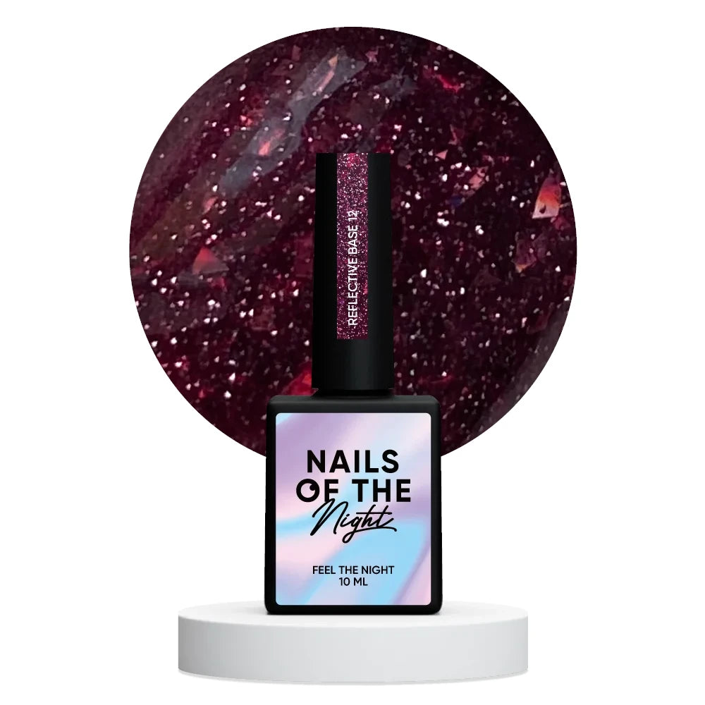 NAILSOFTHENIGHT Reflective base 12 - Camouflage Reflektierende Base mit Schimmer (bordeauxrot), 10ml