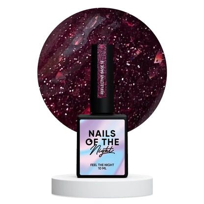 NAILSOFTHENIGHT Reflective base 12 - Camouflage Reflektierende Base mit Schimmer (bordeauxrot), 10ml