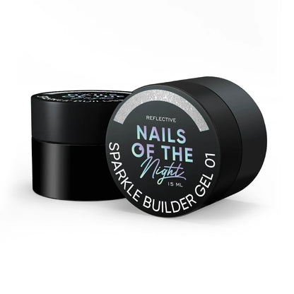 NAILSOFTHENIGHT Sparkle Builder Gel 01 - серебряный светоотражающий строительный гель, 15мл