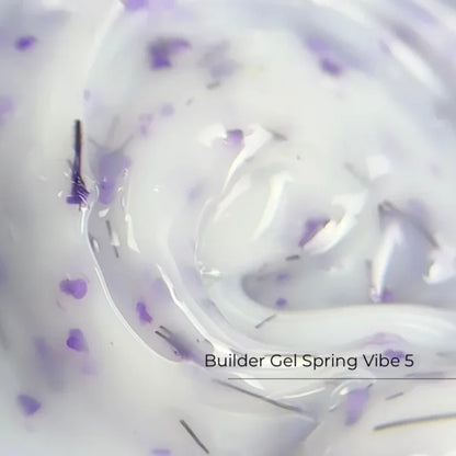 Crystal Professional Builder Gel Spring Vibe №5 15 мл — молочный моделирующий гель с фиолетовыми сухоцветами
