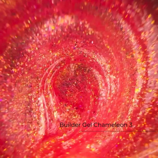 Crystal Professional Builder Gel Chameleon №3 15 ml – halbtransparentes Rot mit mehrfarbigem Chameleon-Schimmer