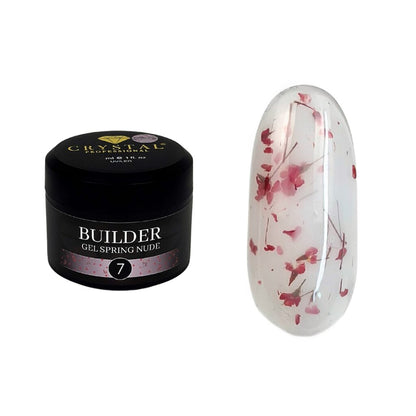 Crystal Professional Builder Gel Spring Nude №7 15 ml – Halbtransparentes vanillefarbenes Aufbaugel mit Trockenblumen