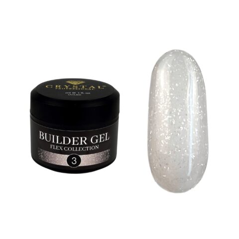 Crystal Professional Builder Gel Flex Collection №3 15 ml – nude Aufbaugel mit feiner Silberfolie