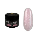 Crystal Professional Builder Gel Flex Collection №4 HEMA & TPO 15 ml – rosafarbenes Aufbaugel mit feiner Silberfolie