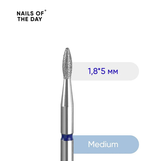 NAILSOFTHEDAY Diamantfräser “Tropfen”, Blau – 1,8×5 mm für Nagelhaut und Seitenlinien